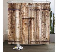 SDOTPMT 122x183cm Wooden Plank Shower Curtain Vintage Brown Barn Door Bath Curtain Wood Rustic Floor Farmhouse Rural Countryside Bathtub Curtain for Bathroom Fabric Polyester Waterproof with Hooks