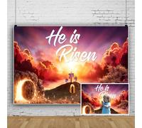 SDOTPMT 12x10ft Easter He is Risen Backdrop The Tomb of Jesus Crucifixion at Sunrise Saviour Figure Photography Background Religious Belief Christian Church Decorative Background