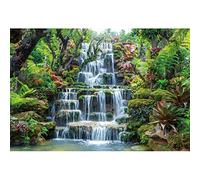 SDOTPMT 12x8ft Peaceful Natural Scenery Backdrop Spring Forest Waterfall Jungle Rock Towering Trees Natural Style Photography Background for Camping Party Banner Decorations Supplies Photo Booth Props