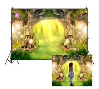 SDOTPMT 12x8ft Spring Enchanted Forest Backdrop Fairy Tale Forest Wonderland Fantasy Forest Jungle Green Plant Magic Photography Background for Newborn Party Decor Baby Shower Supplies