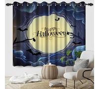 SDOTPMT 132x214cm Happy Hallowee Blackout Curtains for Bedroom Spooky Bat Beautiful Full Moon Room Darkening Decor Window Drapes Thermal Insulated and Noise Reduction,2 Panels