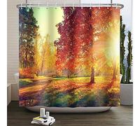 SDOTPMT 140x180cm Fall Nature Scenery Shower Curtain Autumn Maple Leaves Forest Bath Curtain Countryside Farmhouse Thanksgiving Bathtub Curtain for Bathroom Decor Polyester with Hooks