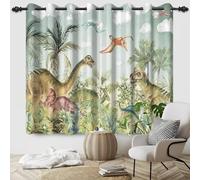 SDOTPMT 140x229cm Jurassic Animal Themed Window Curtain Ancient Wildlife Dinosaur Print Pattern Window Drapes Primeval Forest Window Treatment for Kids Bedroom Decor Blackout Curtains,2 Panels