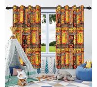 SDOTPMT 168x229cm African Window Curtain Elements Historical Striped and Rectangle Shapes Design Window Drapes Festival Hand Drawn Art Window Treatment for Bedroom Decor Blackout Curtains,2 Panels