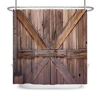 SDOTPMT 180x180cm Wooden Floor Shower Curtain Rustic Brown Old Hardwood Vintage Board Plank Bath Curtain Rural Farmhouse Barn Door Bathtub Curtain for Bathroom Decor Fabric Polyester with Hooks
