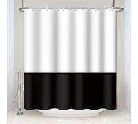 SDOTPMT 180x198cm White Black Shower Curtain Simple Theme Bath Curtain Classic Traditional Bathtub Curtain Fabric Polyester Waterproof for Kids Bathroom Kitchen Decor with Hooks