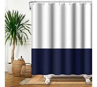 SDOTPMT 180x198cm White Blue Shower Curtain Simple Theme Bath Curtain Classic Traditional Bathtub Curtain Fabric Polyester Waterproof for Kids Bathroom Kitchen Decor with Hooks