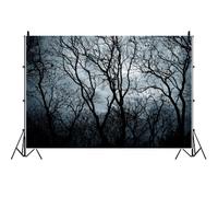 SDOTPMT 2.2x1.5m Dark Desolate Forest Silhouette Backdrop Halloween Forest Background Horror Gloomy Cloudy Night Sky Background for Halloween Party Photo Booth Studio Decorations