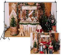 SDOTPMT 2.5x1.8m Christmas Market Stall Backdrop "Sweets & Toys" Santa with Palm Trees Plush Toys Festive Photography Background for Children Holiday Shooting Props Market Scenes