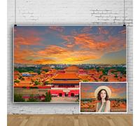 SDOTPMT 2.5x1.8m The Palace Museum Backdrop Spectacular Architecture Colorful Cloud Landscape City Skyline Photography Background for Travel Adult Child Portrait Shooting Props