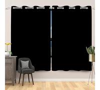 SDOTPMT 2pc Set Solid Color Window Curtain, Black Simple Minimalist Art Classic Window Drapes，Grommet Window Treatment for Living Room Bedroom Decor Blackout Curtains, 117x229cm，2 Panels