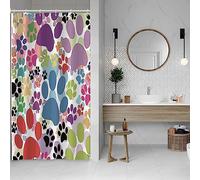 SDOTPMT 36x72 Inch Multicolor Cat Pawprint Shower Curtain Pet Lovers Cute Animal Dog Paw Watercolor Modern Chic Abstract for Child Gift Bath Curtain Fabric Polyester Bathroom Curtain With Hooks
