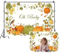 SDOTPMT 3x2.5m Oh Baby Backdrop Surrounded by Watercolor Pumpkins Fruits Birds Butterflies Green Vines Photography Background for for Fall First Birthday Shoots Cozy Nature Atmosphere