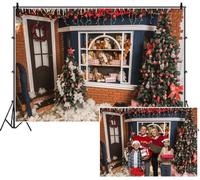 SDOTPMT 3x2m Christmas Teddy Bear Shop Backdrop Storefront with Palm Trees Teddy Bears Festive Ornaments Snow Photography Background for Children Holiday Party Shoots Scenes