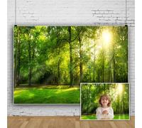 SDOTPMT 3x2m Spring Backdrop Peaceful Greens Forest Tree Grassland Sunshine Natural Scenery Photography Background Hiking Wedding Birthday Party Decoration Banner