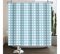 SDOTPMT 41x63inch Blue Grids Shower Curtain Monochrome Gingham Checks Farmhouse Bath Curtain Classical Retro Culture Theme Bathtub Curtain for Bathroom Decor Fabric Polyester with Hooks