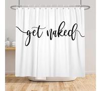 SDOTPMT 41x63inch Get Naked Shower Curtain Black Art Font Words White Backdrop Bath Curtain Aesthetic Letter Funny Quotes Bathtub Curtain for Bathroom Decor Fabric Polyester with Hooks