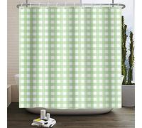 SDOTPMT 41x63inch Green Grids Shower Curtain Monochrome Gingham Checks Farmhouse Bath Curtain Classical Retro Plaid Culture Theme Bathtub Curtain for Bathroom Decor Fabric Polyester with Hooks
