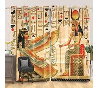 SDOTPMT 46x72 Inch Egyptian Mural Window Curtain Old Century Ancient Pharaoh Anubis Goddess Maat Culture Religion Abstract Window Treatment Drapes for Bedroom Light Blocking Curtain, 2 Panels