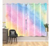 SDOTPMT 46x72inch Glitter Pink Blue Gradient Window Curtain Fantastic Rainbow Lucky Window Drapes Minimalist Art Sweet Window Treatment for Living Room Bedroom Decor Blackout Curtains, 2 Panels
