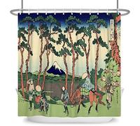 SDOTPMT 48x72inch Mount Fuji Scenery Shower Curtain Japanese Knight Ukiyo-e Theme Abstract Bath Curtain Orient Traditional Ethnic Anime Art Shower Curtain for Bathroom Polyester with Hooks