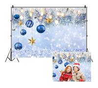 SDOTPMT 5x3ft Christmas Polyester Backdrop for Photography Snowflake Bokeh Christmas Balls Tree Backgrounds Winter Landscape Background for Xmas Party Decor Wedding Cake Table Photo Booth Props