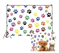 SDOTPMT 5x3ft Colorful Paw Puppy Print Backdrop Baby Shower Newborn Dog Print Patrol Party Birthday Party Decoration Photography Background Cake Table Banner Supplies
