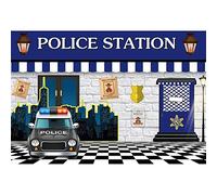 SDOTPMT 5x3ft Police Station Polyester Backdrop Police Car Wanted Prison Jail Cell Photography Background Police Theme Backgrounds for Kids Birthday Party Decor Adults Portrait Photo Booth Props