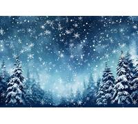 SDOTPMT 5x3ft White Snowflake Backdrop White Pine Forest Night Outdoor Natural Scenes Photography Background Christmas Party New Year Event Decorations Banner Photo Supplies Prop