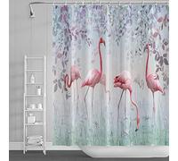 SDOTPMT 60x72 Inch Pink Flamingo Shower Curtain Summer Tropical Eucalyptus Leaves Grass Colorful Flower Cute Animal Plant for Kid Bath Curtain Fabric Polyester Bathroom Curtain with Hooks