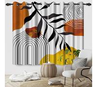 SDOTPMT 66x160cm Abstract Tropical Leaf Blackout Curtains for Bedroom, Minimalist Leaf with Geometric Aesthetic Design Room Darkening Curtains with White Window Drapes,2 Panels
