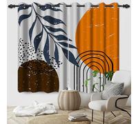 SDOTPMT 66x160cm Bohemian Tropical Leaf Blackout Curtains for Bedroom, Minimalist Leaf with Retro Art Design Room Darkening Curtains with Light Blue Background Window Drapes,2 Panels