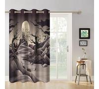 SDOTPMT 66x160cm Halloween Night Blackout Curtains for Bedroom Spooky Castle Forest Room Darkening Curtains with Moonlight Scene Window Drapes Thermal Insulated and Noise Reduction,1 Panel
