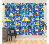 SDOTPMT 66x90inch Cartoon Animal Vehicle Window Curtain Cute Forest Animal Monkey Tiger Window Drapes Traffic Road Theme Window Treatment for Nursery Bedroom Decor Blackout Curtains, 2 Panels