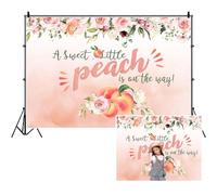 SDOTPMT 6x4ft A Sweet Little Peach is on the way Baby Polyester Backdrop Pink Peach Rose Florals Girls Baby Shower Photography Background Cake Table Decor Banner Photo Studio Props