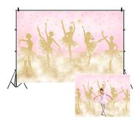SDOTPMT 6x4ft Ballet Girl Polyester Backdrop Ballet Dancer Gold Shiny Dance Skirts Pink Photography Background Girl's Birthday Party Banner Decor Photo Props Wallpaper
