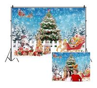 SDOTPMT 6x4ft Christmas Forest Scene Polyester Backdrop Winter Snowman Santa Gift Backgrounds Xmas Themed Photography Background for New Year Party Decor Baby Shower Photo Studio Props