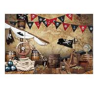SDOTPMT 6x4ft Pirate Themed Polyester Backdrop for Photography Old Wooden Rudder Rustic Wood Floor Nautical map shabby Barrel Background for Boy Birthday Party Decor Photo Booth Prop