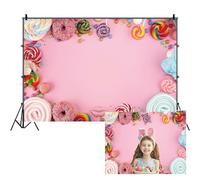SDOTPMT 6x4ft Sweet Candy Polyester Backdrop for Kids Birthday Party Baby Shower Background Pastel Rainbow Donut Lollipop Kids Cake Table Banner Kids Birthday Photo Studio Props