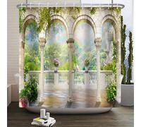 SDOTPMT 72x72inch Garden Arched Door Shower Curtain,3d Fairy Castle Bath Curtain Wonderland,Beautiful Royal Princess Bathroom Bathtub Curtain,Quick-Drying, Waterproof Fabric Polyester with Hooks