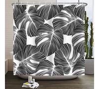 SDOTPMT 72x78inch Tropical Palm Leaves Shower Curtain Monstera Summer Jungle Rain Forest Botany Plant Black White Leaves Bath Curtain for Bathroom Bathtubs Washroom Decorations with Hook