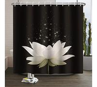 SDOTPMT 72x96 Inch Lotus Shower Curtain Magic White Sparkling Flower Dark Background Botanical Plant Modern Chic Curtain for Boy Girl Bath Curtain Fabric Polyester Bathroom Curtain with Hooks