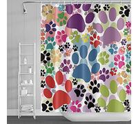 SDOTPMT 72x96 Inch Multicolor Cat Pawprint Shower Curtain Pet Lovers Cute Animal Dog Paw Watercolor Modern Chic Abstract for Child Gift Bath Curtain Fabric Polyester Bathroom Curtain With Hooks