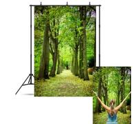SDOTPMT 7x10ft Spring Forest Green Backdrop Falling Leaves Ancient Huge Trees Jungle Woodland Scenery Photography Background for Kids Birthday Party Decor Adults Portrait Photo Studio Props
