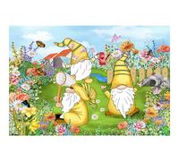 SDOTPMT 7x5ft Easter Polyester Backdrop Spring Garden Cute Cartoon Gnome Purple Butterfly Colorful Floral Green Grass field Background for Kids Birthday Baby Shower Egg Hunt Festival Party Decor