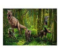 SDOTPMT 7x5ft Safari Dinosaur Polyester Backdrop Various Dinosaur Jurassic Period Tropical Forest Prehistoric Trees Green Grassland Archaeology Background for Boy Girl Birthday Party Decor