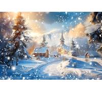 SDOTPMT 7x5ft Winter Snowy Forest Backdrop Countryside Warm House White Forest Warm Sun Photography Background for Christmas Holiday Decorations Banner Portrait Studio Booth Photo