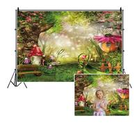 SDOTPMT 8x6ft Enchanted Forest Polyester Backdrop Shinny Sunshine Magic Jungle Trees Elf Botanical Plants Background Fairy World Picture Backdrop for Kids Birthday Party Portrait Photo Props