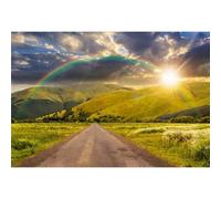 SDOTPMT 8x6ft Spring Nature Scenic Backdrop Lawns Hillsides Rainbow White Clouds Blue Sky Photography Background for Outdoor Picnic Party Girl Boy Children Artistic Portrait Studio Props