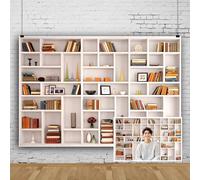 SDOTPMT 8x6ft White Bookshelve Backdrop Simplicity Modern Style Wall Bookshelf Books Picture Frames Photography Background Teachers Writers Professors Portrait Props Libraries Decorative Banners